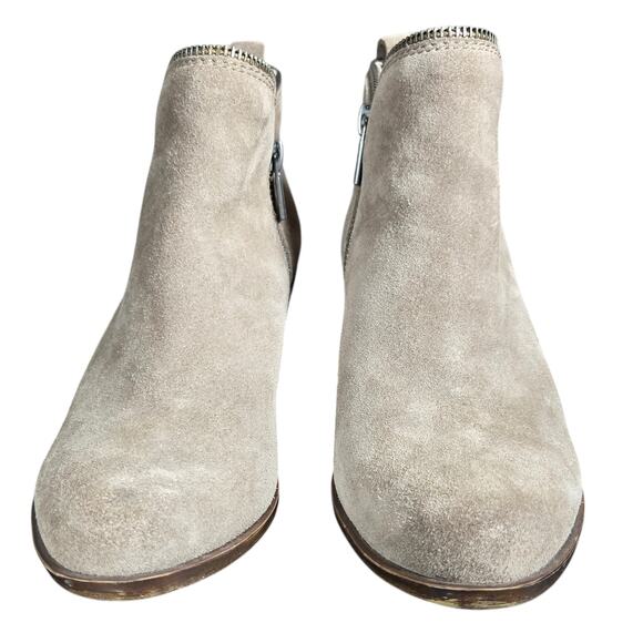 Lucky Brand Bartalino Booties Womens 7 Tan Suede Leather Ankle Boots Zipper Boho - Picture 5 of 12